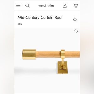 2 West Elm Mid-Century Curtain Rods